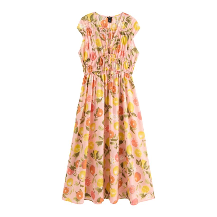 Lindex Lindex Jurk Elsa geel / olijfgroen / rosa / wit -