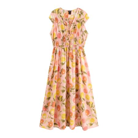 Lindex Lindex Jurk Elsa geel / olijfgroen / rosa / wit