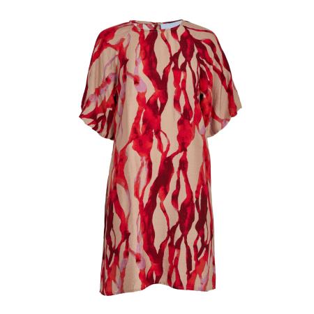 Minus minus Jurk Rikki beige / pink / rood