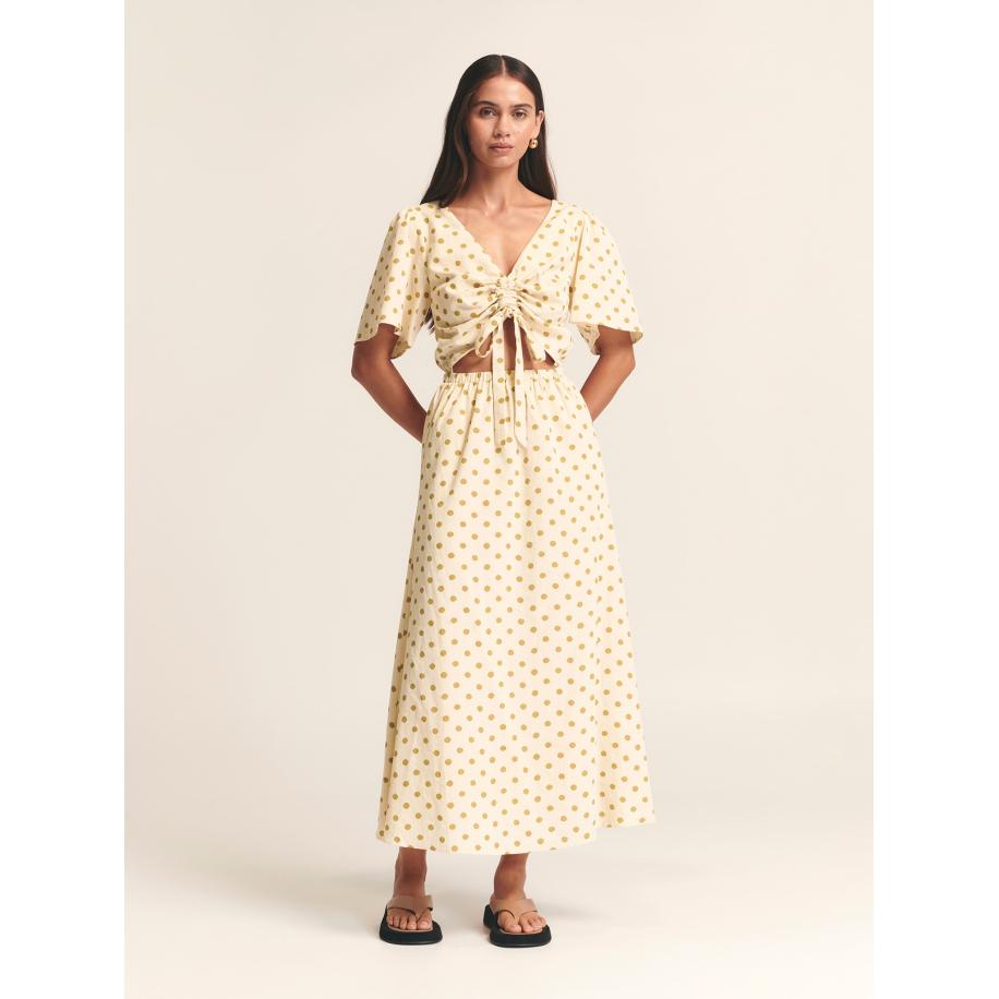 St MRLO Jurk Bobbie chamois / goudgeel Bruin