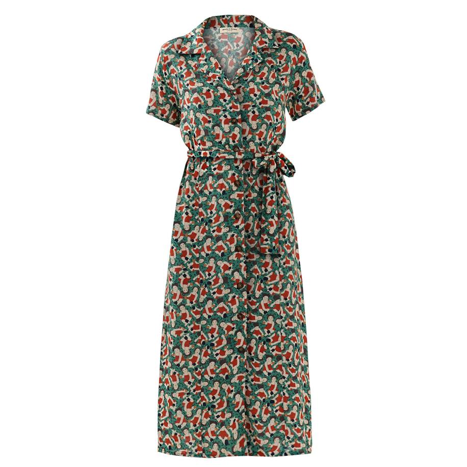 Anou Anou Anou Anou Blousejurk donkergroen / gemengde kleuren -