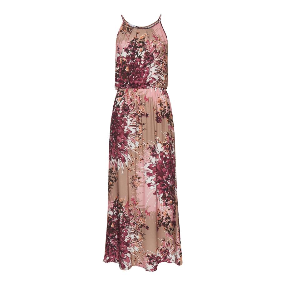 Lascana LASCANA Zomerjurk lichtbruin / donkerbruin / wijnrood / wit -