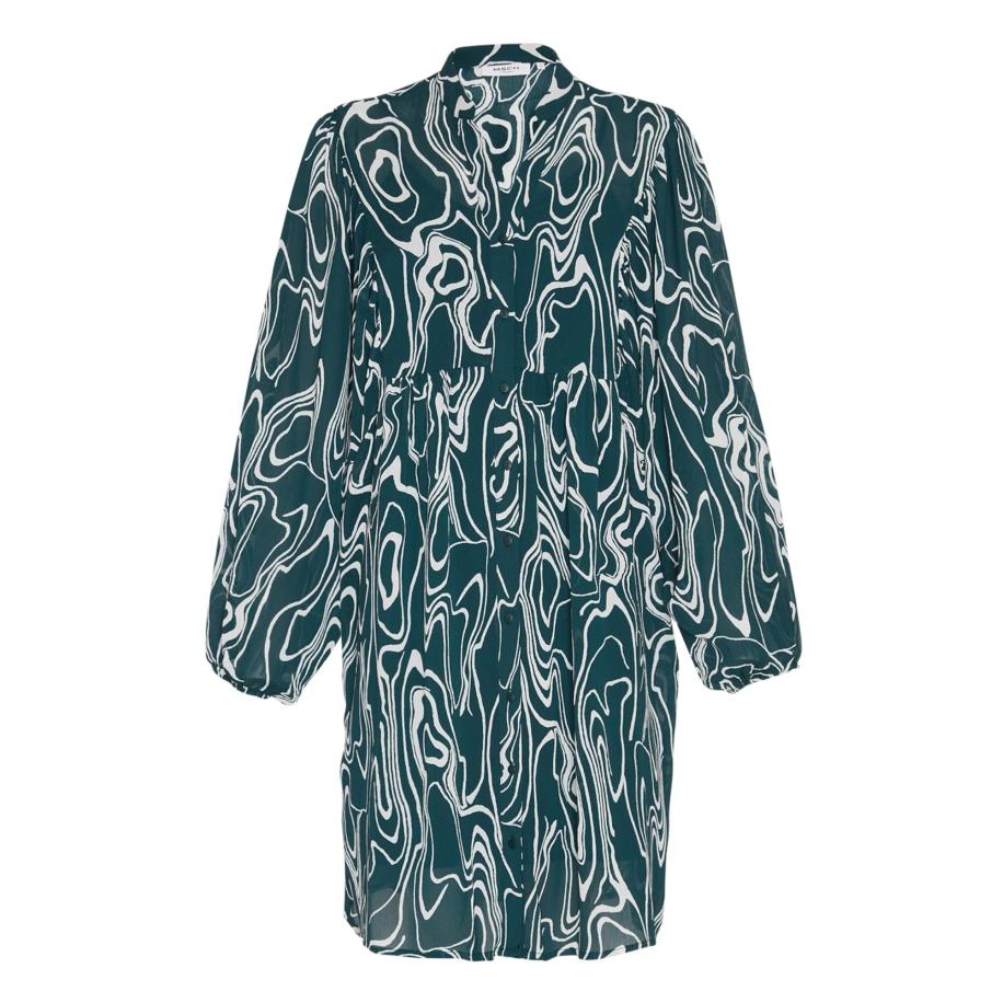 MSCH COPENHAGEN Blousejurk groen / wit Groen