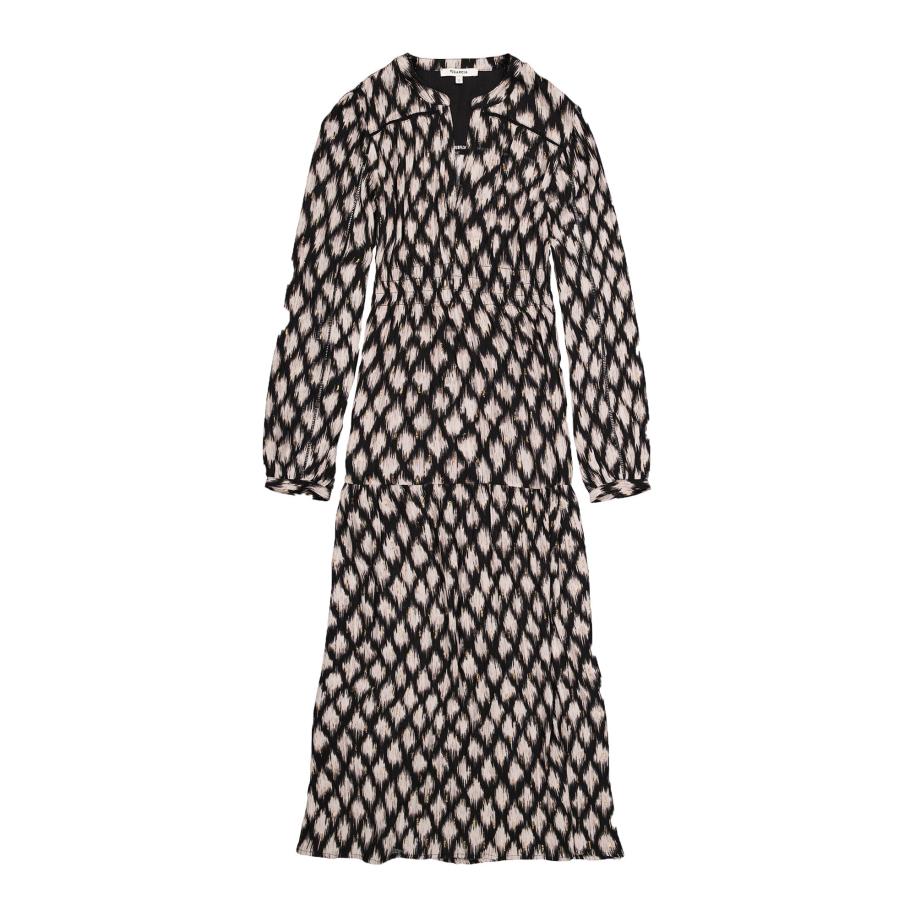 Garcia GARCIA Jurk ecru / goudgeel / zwart -