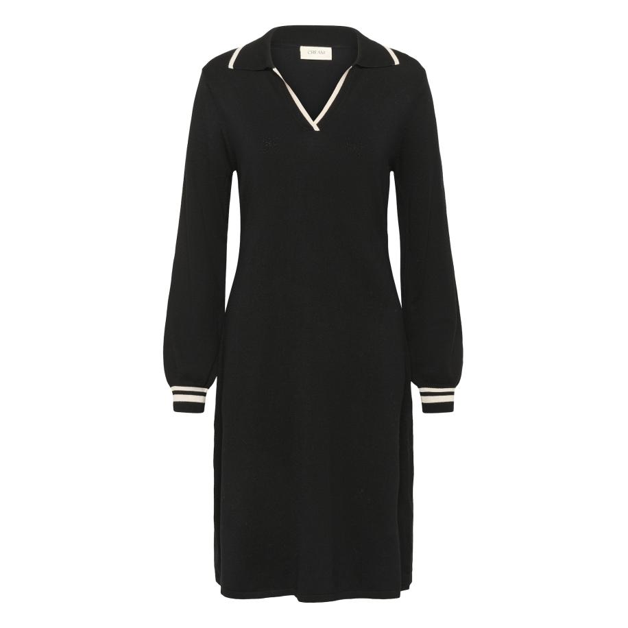 Cream Cream Gebreide jurk Villea zwart / wit -