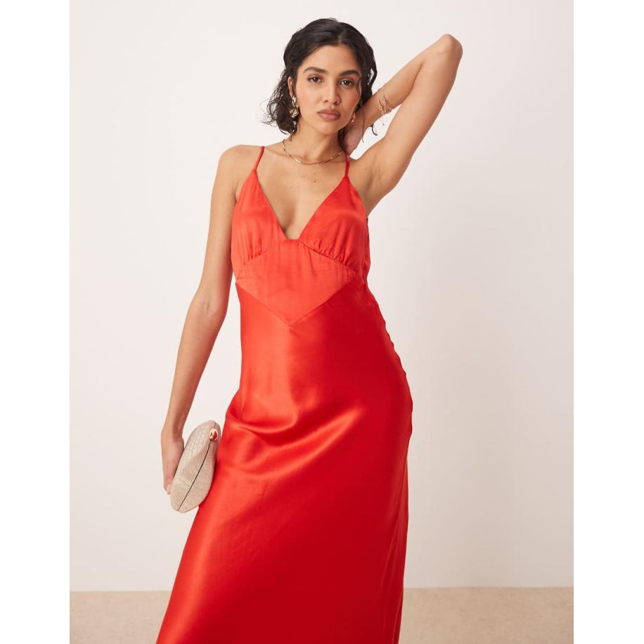 Bardot Maxi jurk van satijn in rood Rood