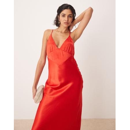 Bardot Maxi jurk van satijn in rood