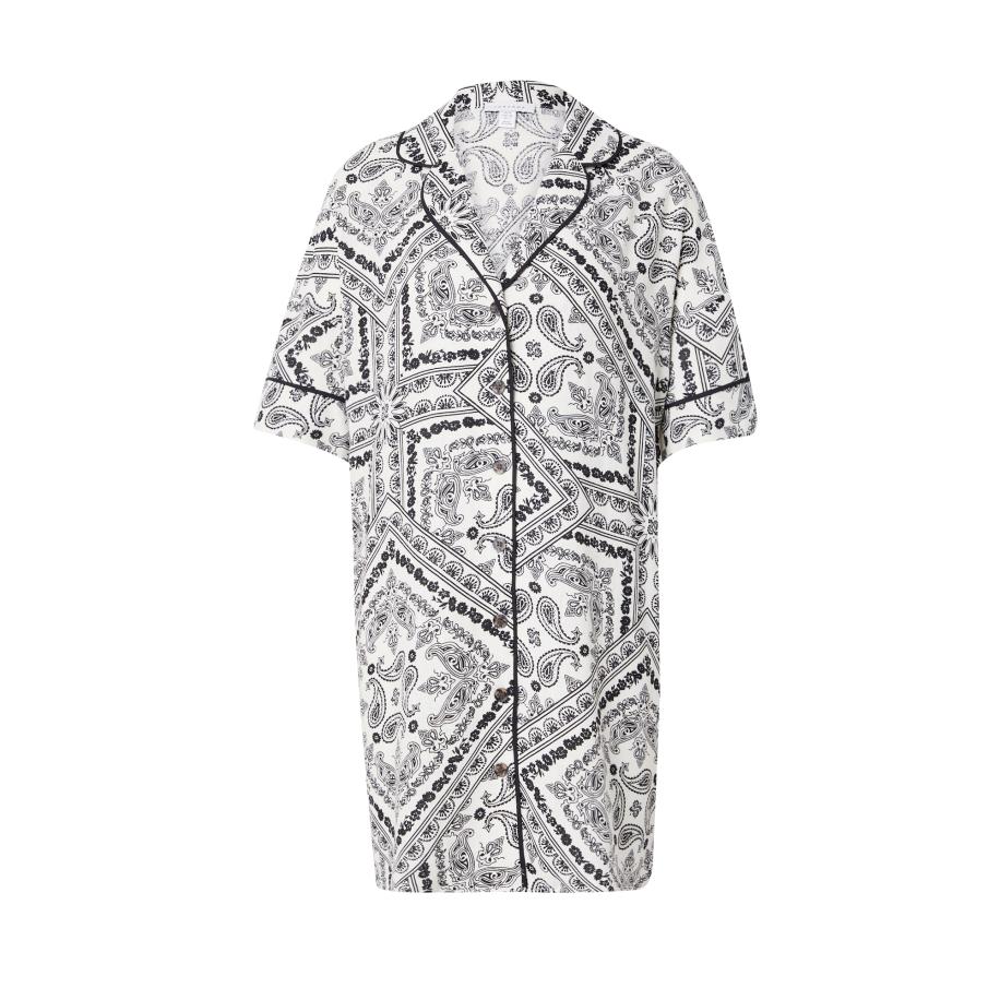 TOPSHOP Blousejurk zwart / wit Wit