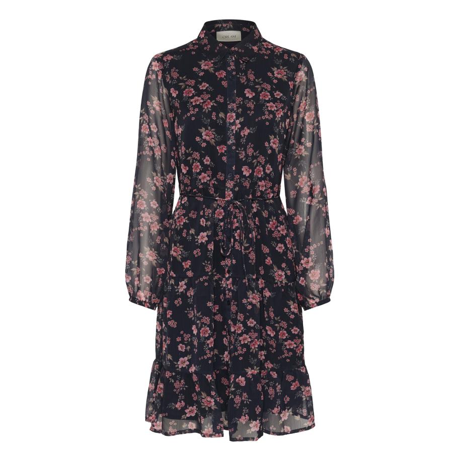 Cream Cream Jurk Yuna navy / watermeloen rood -