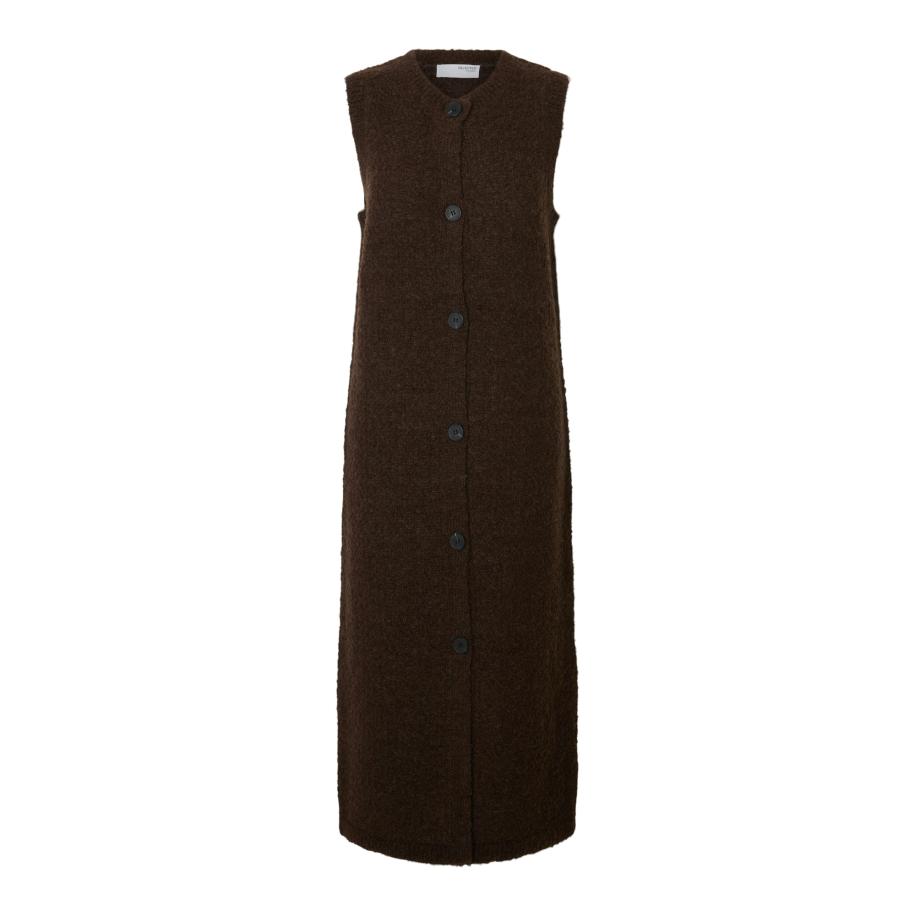 Selected SELECTED Gebreide jurk SLFLELOU donkerbruin -