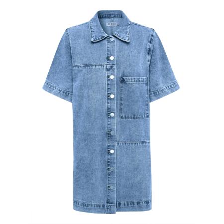 St MRLO Blousejurk DENIM SHIRT DRESS blauw