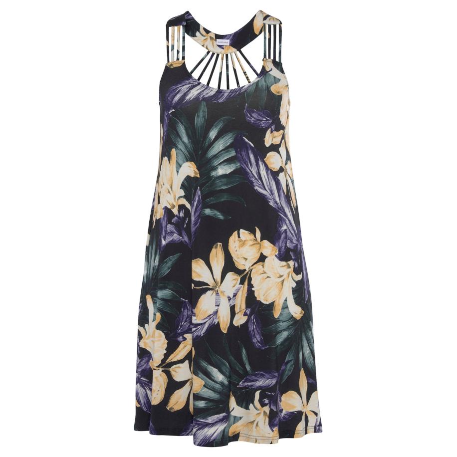 Lascana LASCANA Jurk groen / donkerlila / zwart / wit -