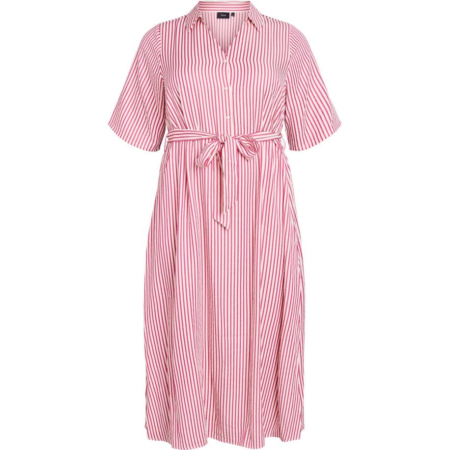 Zizzi Zizzi Blousejurk Canavas pink / wit -