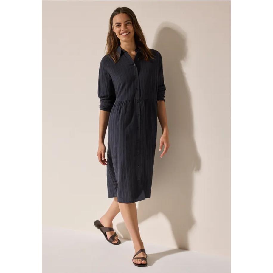 CECIL Jurk met strepenstructuur Blauw