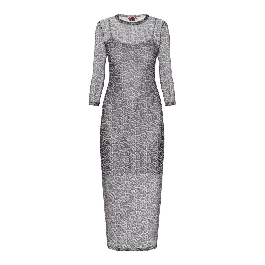 MYMO myMo ROCKS Jurk Fashion Look lichtgrijs / wit -