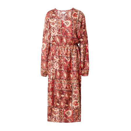 Warehouse Warehouse Jurk crème / cognac / grenadine / robijnrood