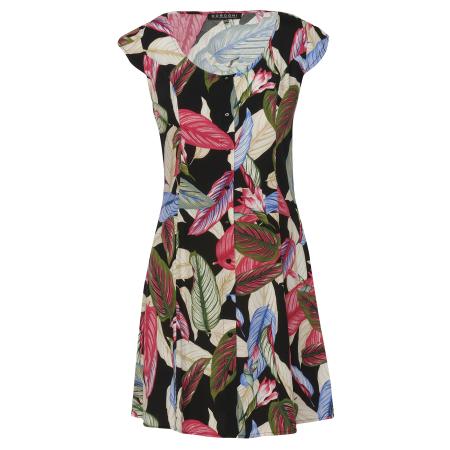 KOROSHI Jurk beige / groen / pink / zwart