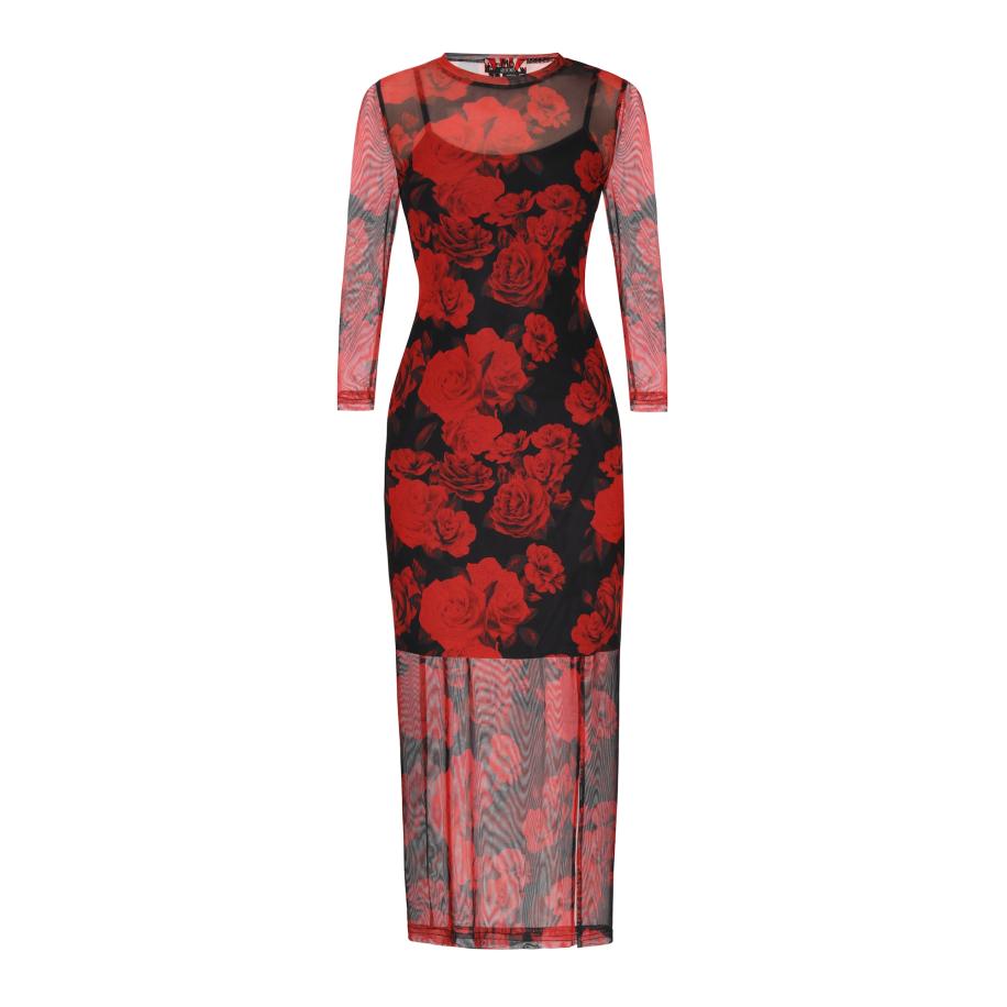 MYMO myMo ROCKS Jurk Valentines Day robijnrood / zwart -