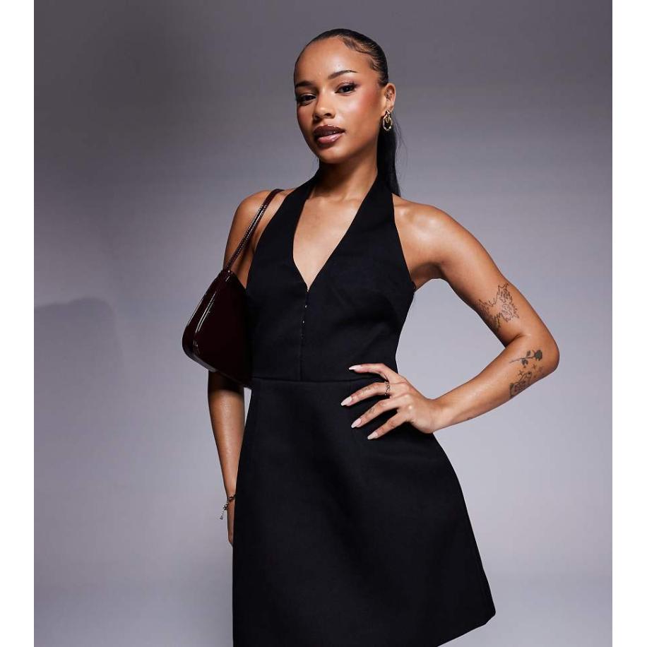 Forever New Petite Smokingjurk met structuur in zwart Zwart