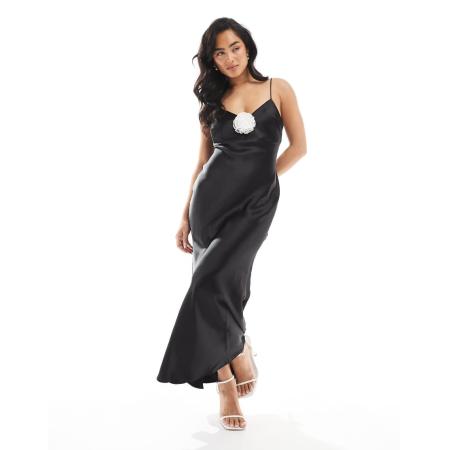 New Look Midi jurk met kralen en appliqué in zwart