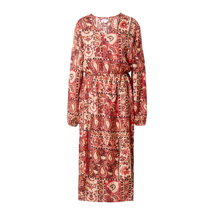 Warehouse Warehouse Jurk crème / cognac / grenadine / robijnrood -