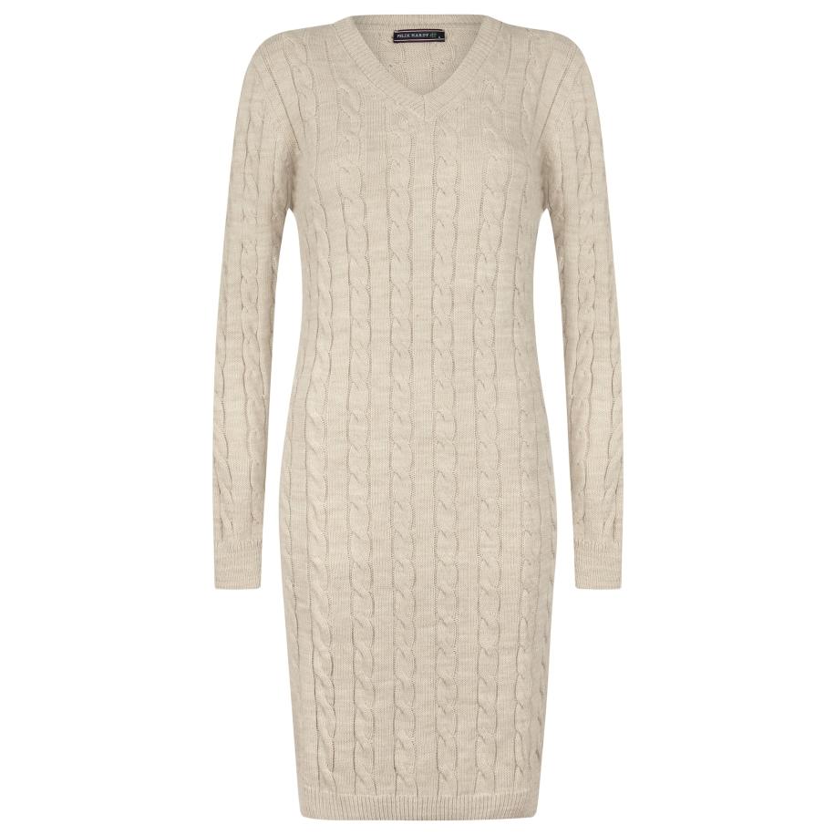 Felix Hardy Felix Hardy Gebreide jurk beige / stone grey -