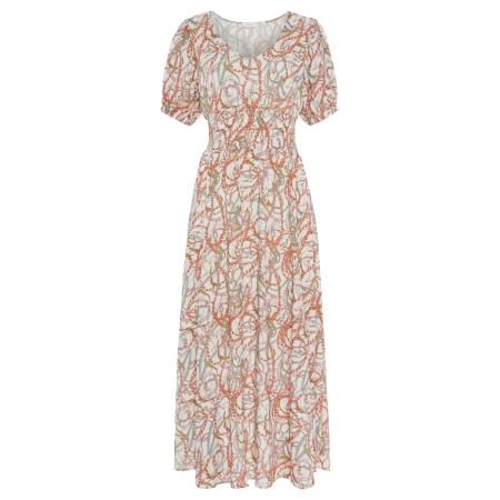 Lascana LASCANA Jurk crème / groen / donkeroranje