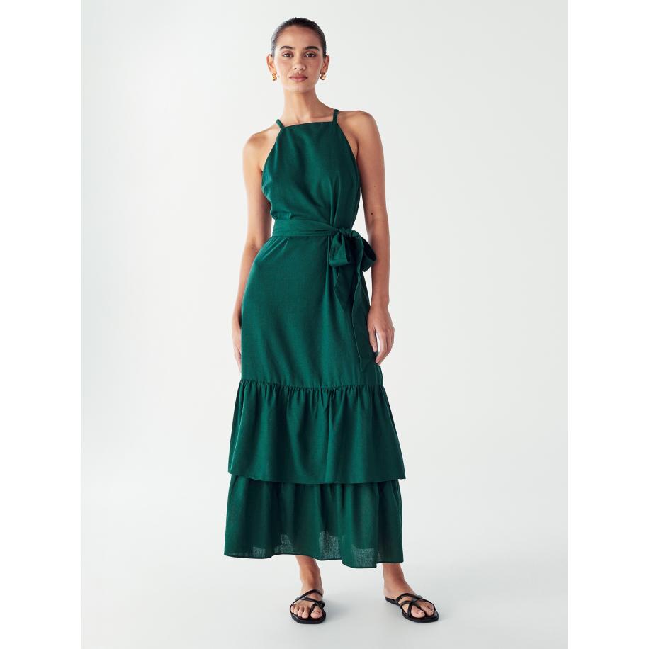 Willa Jurk LOU TIERED DRESS groen Groen