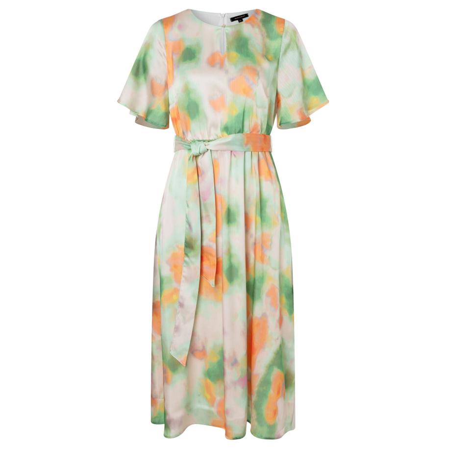 More & More MORE & MORE Jurk beige / lichtgroen / oranje / rosa -