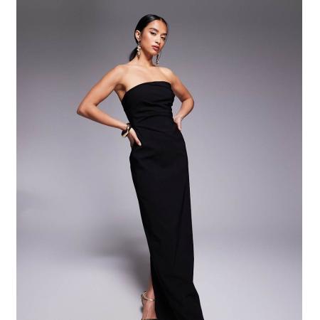 Vesper Petite Maxi bandeau-jurk van bengaline met gedrapeerde taille in zwart