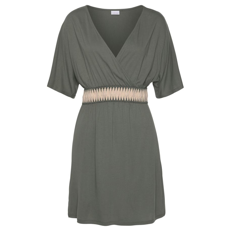 Lascana LASCANA Jurk beige / olijfgroen -