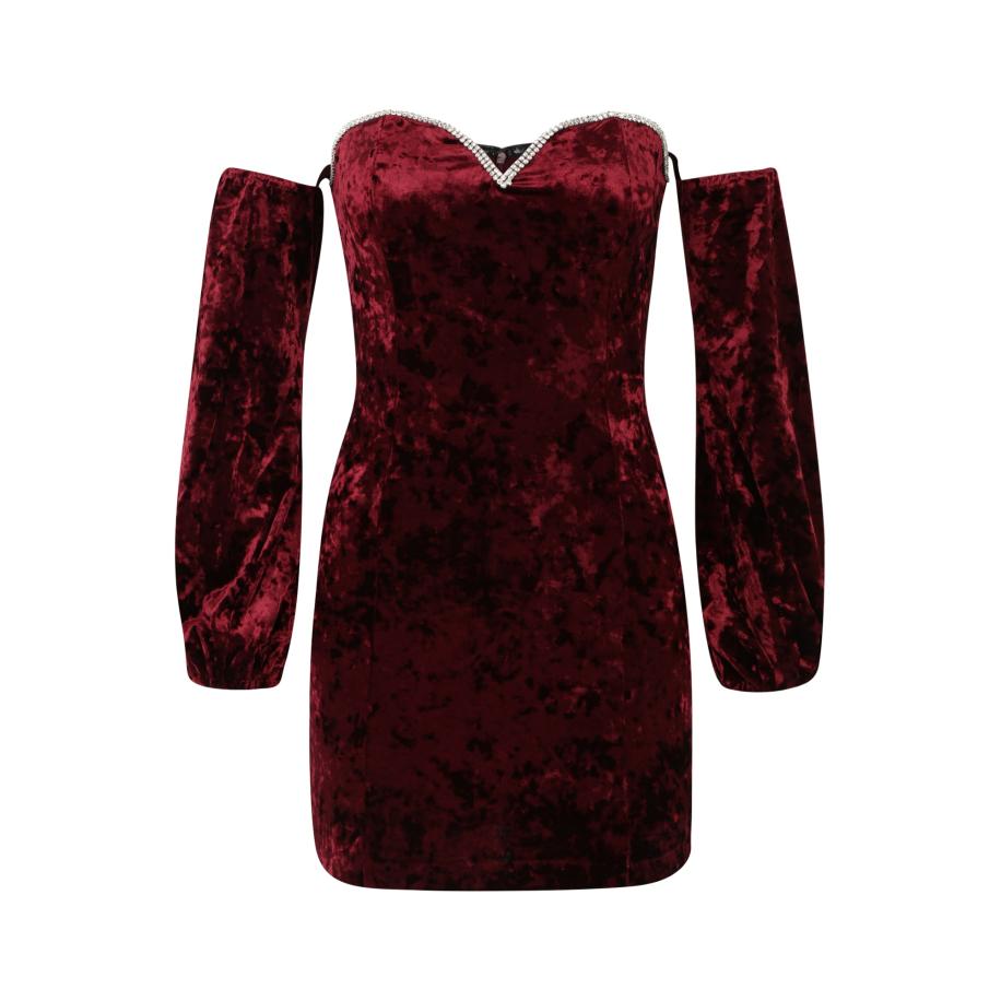 Forever New Forever New Petite Jurk Sylvie aubergine / wijnrood / zilver -