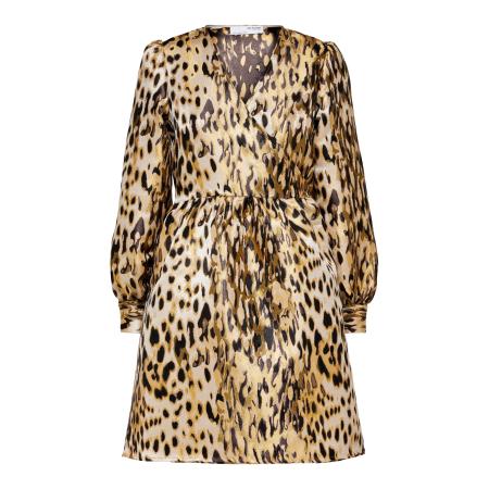 Selected Femme Petite Jurk geel / zwart / wit