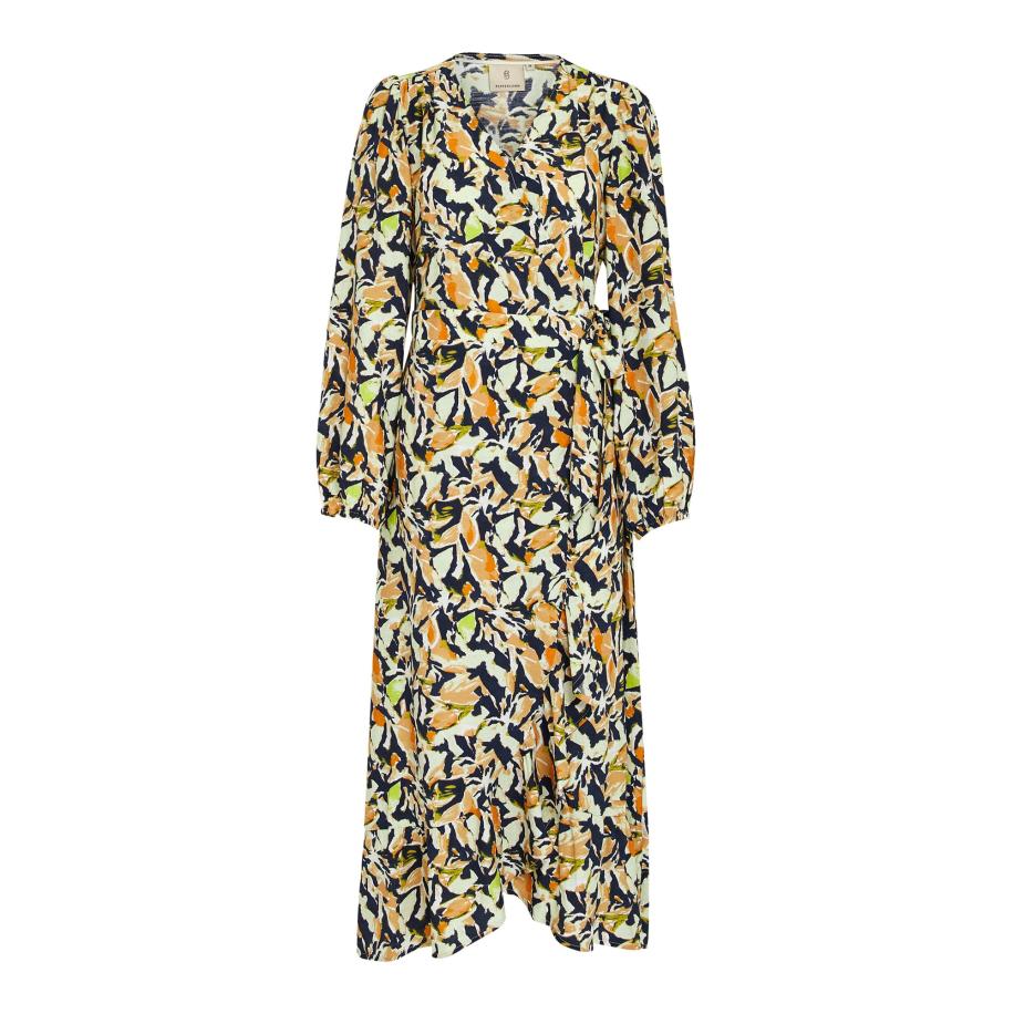 Peppercorn Peppercorn Jurk Odette ecru / lichtgroen / oranje / zwart -