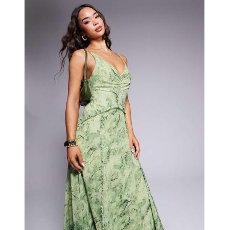 Forever New Gedrapeerde maxi-jurk in groene slangenprint