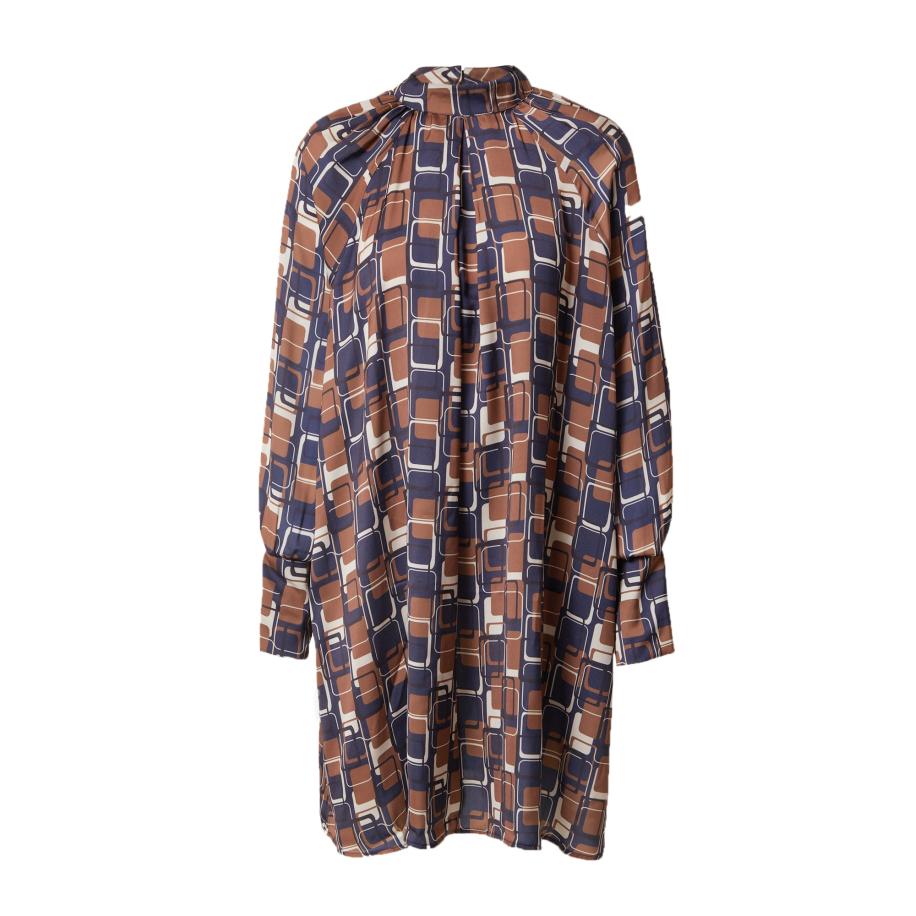 LTB LTB Jurk NIFODO navy / bruin / zwart / wit -