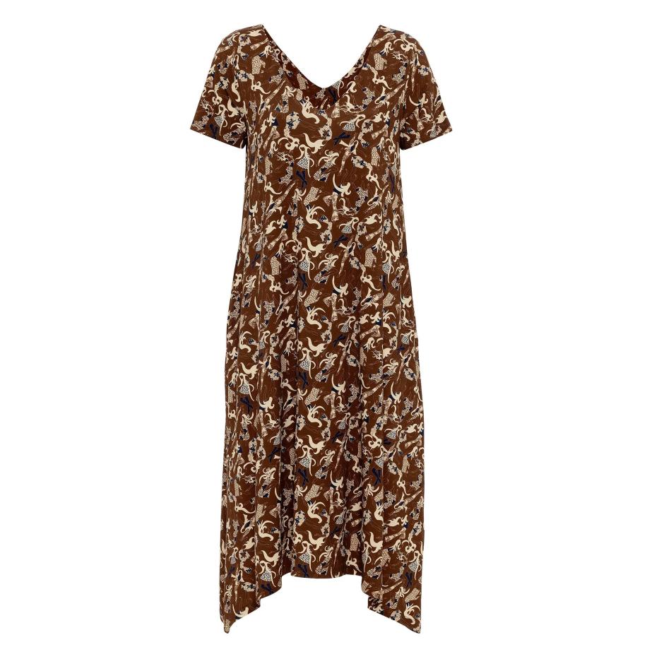 Anou Anou Anou Anou Jurk crème / navy / bruin -