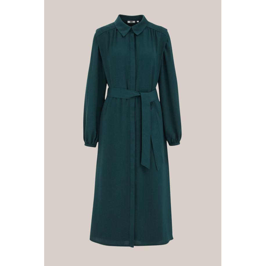 WE Fashion Dames jurk - Regular fit - Donkergroen - Maat: M Groen