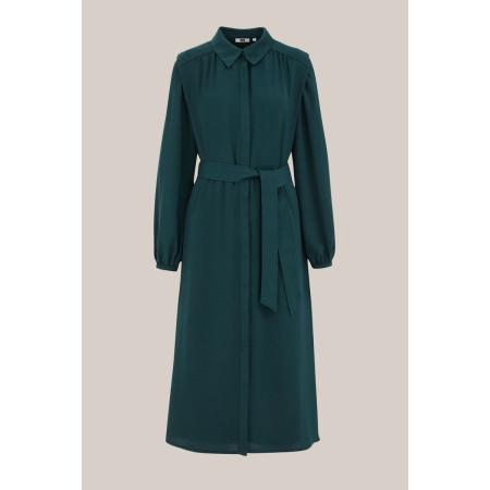 WE Fashion Dames jurk - Regular fit - Donkergroen - Maat: M