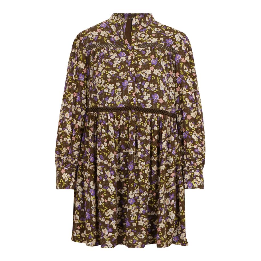 YAS YAS Petite Jurk RUBERTA crème / limoen / olijfgroen / lila -