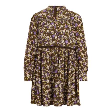 YAS YAS Petite Jurk RUBERTA crème / limoen / olijfgroen / lila