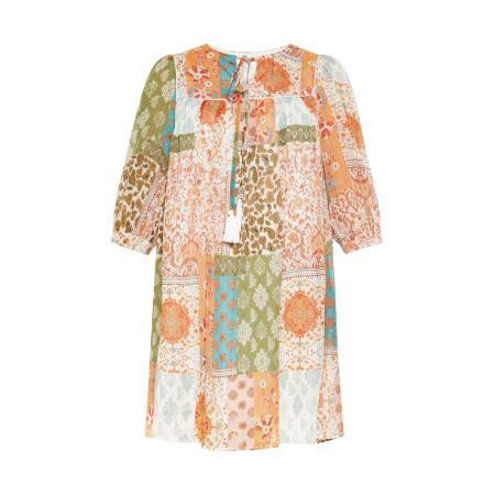 Usha usha FESTIVAL Blousejurk olijfgroen / mandarijn / pasteloranje / wit