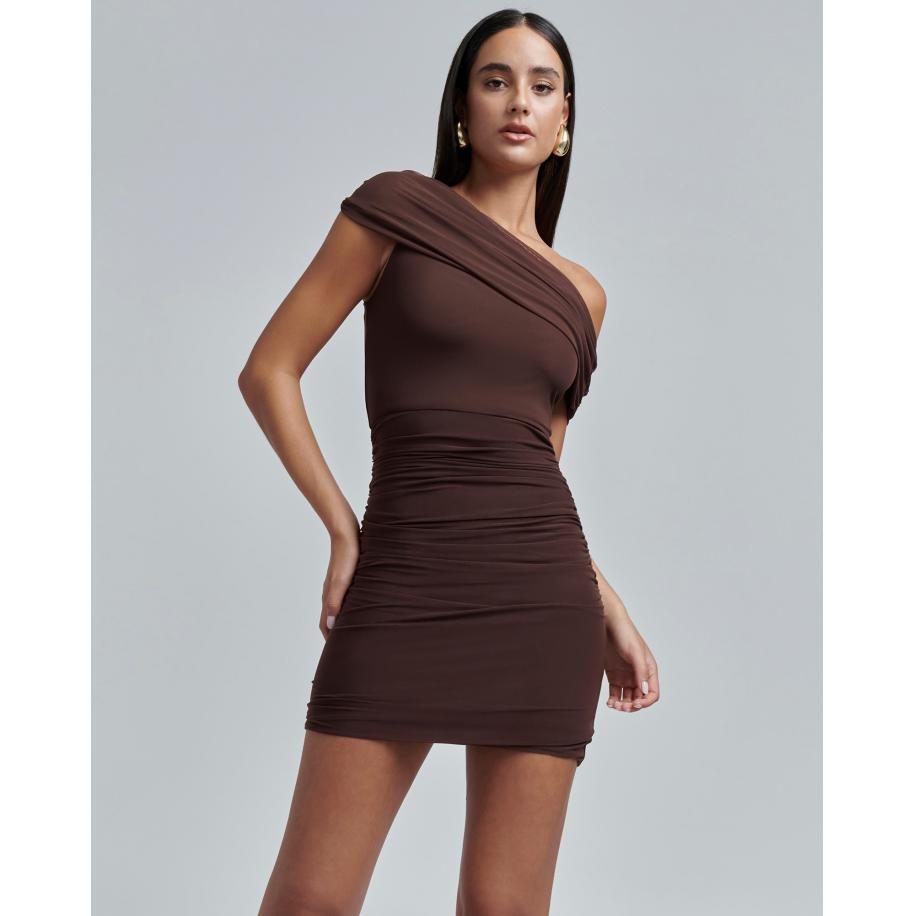 BWLDR BWLDR Cocktailjurk Serenn chocoladebruin -