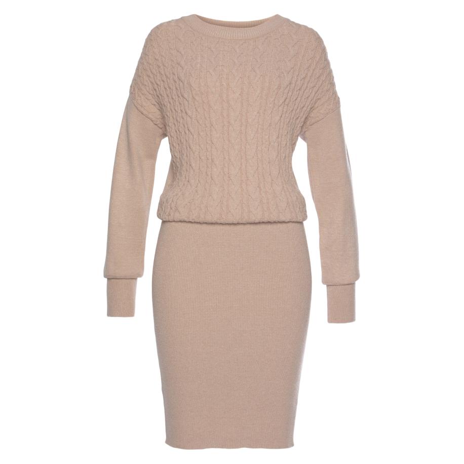 Lascana LASCANA Gebreide jurk nude -