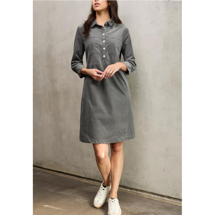 Street One Knielange corduroy jurk Grijs