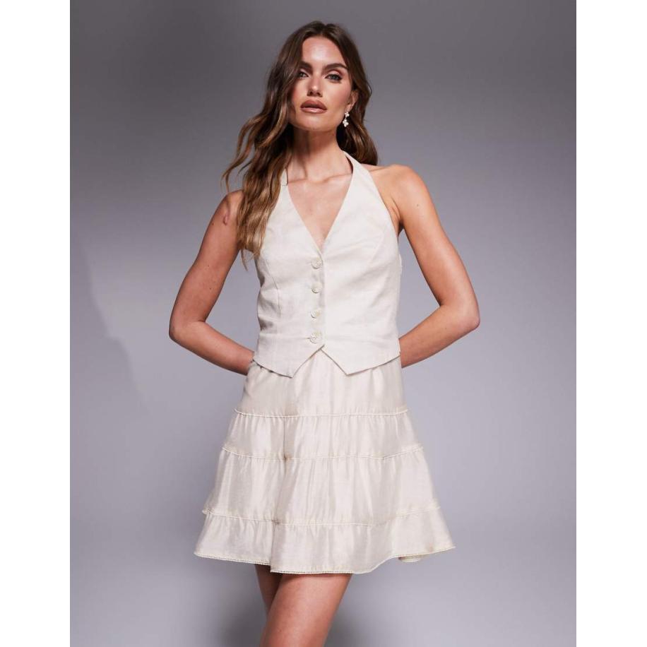 Forever New Mini-smokingjurk in stone-Neutraal Multicolor