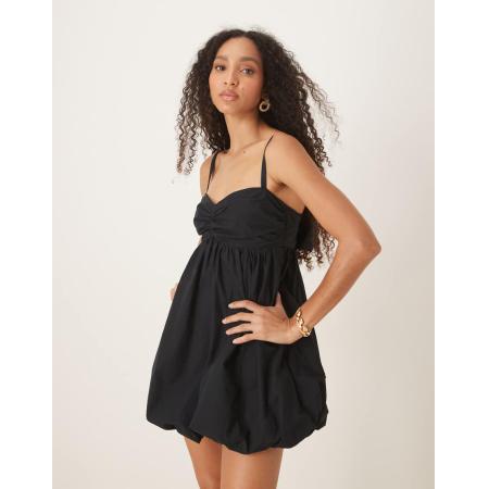 Abercrombie & Fitch Babydoll mini jurk met pofrokje in zwart