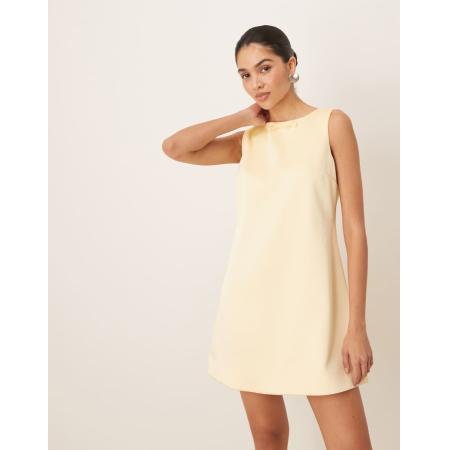 Six Stories Rechtvallende satijnen mini jurk in citroengeel