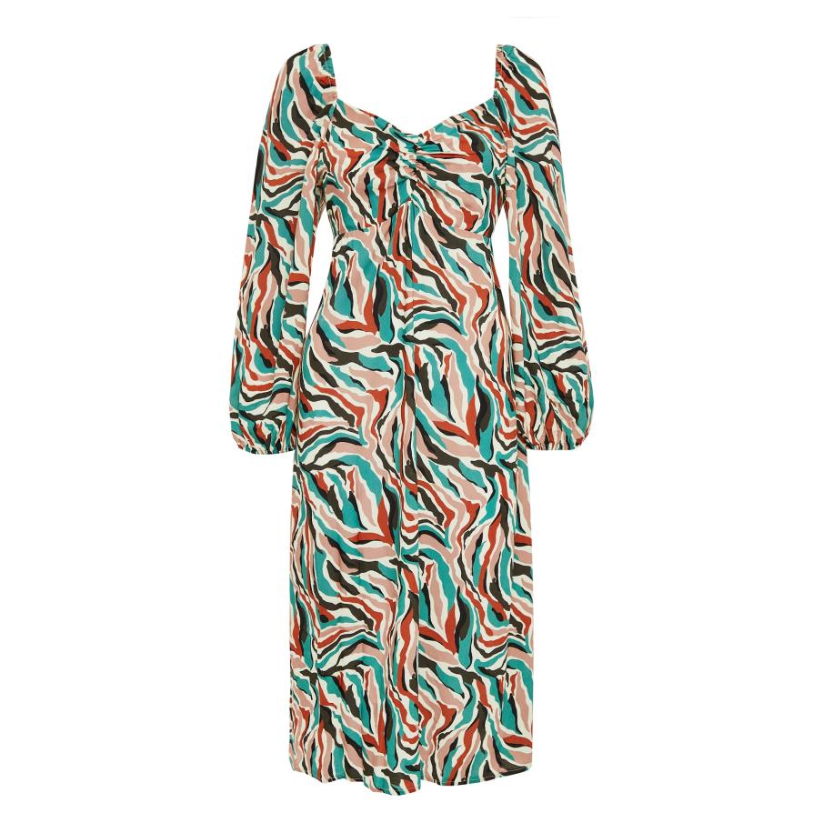 Threadbare Threadbare Jurk Polo taupe / jade groen / rood / zwart -