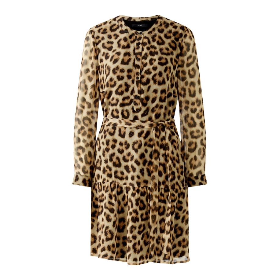 Oui OUI Blousejurk beige / bruin / zwart -